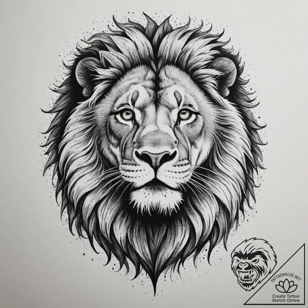 Lion, concept art for tattoo, vibrant colors,... - tattoo sketch (№1754715918_0, 09.08.2025 05:05) — tattoovalue.net