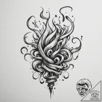 A close-up of a burning incense stick, with s… – tattoo sketch (№1754716312_0, 09.08.2025 05:11) — tattoovalue.net