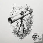 Tattoo design two halves of a telescope, look… – tattoo sketch (№1754716706_0, 09.08.2025 05:18) — tattoovalue.net
