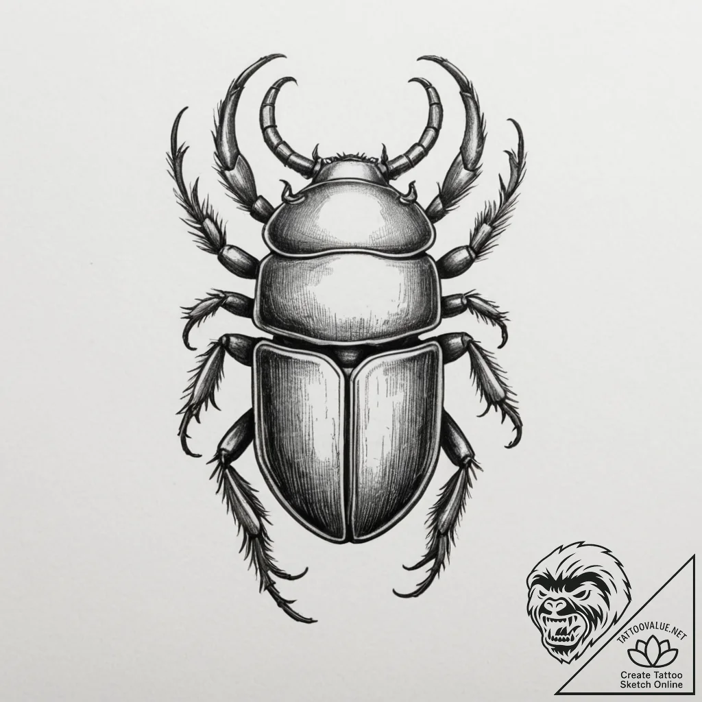 Scarab - tattoo sketch (№1754717099_0, 09.08.2025 05:24) — tattoovalue.net