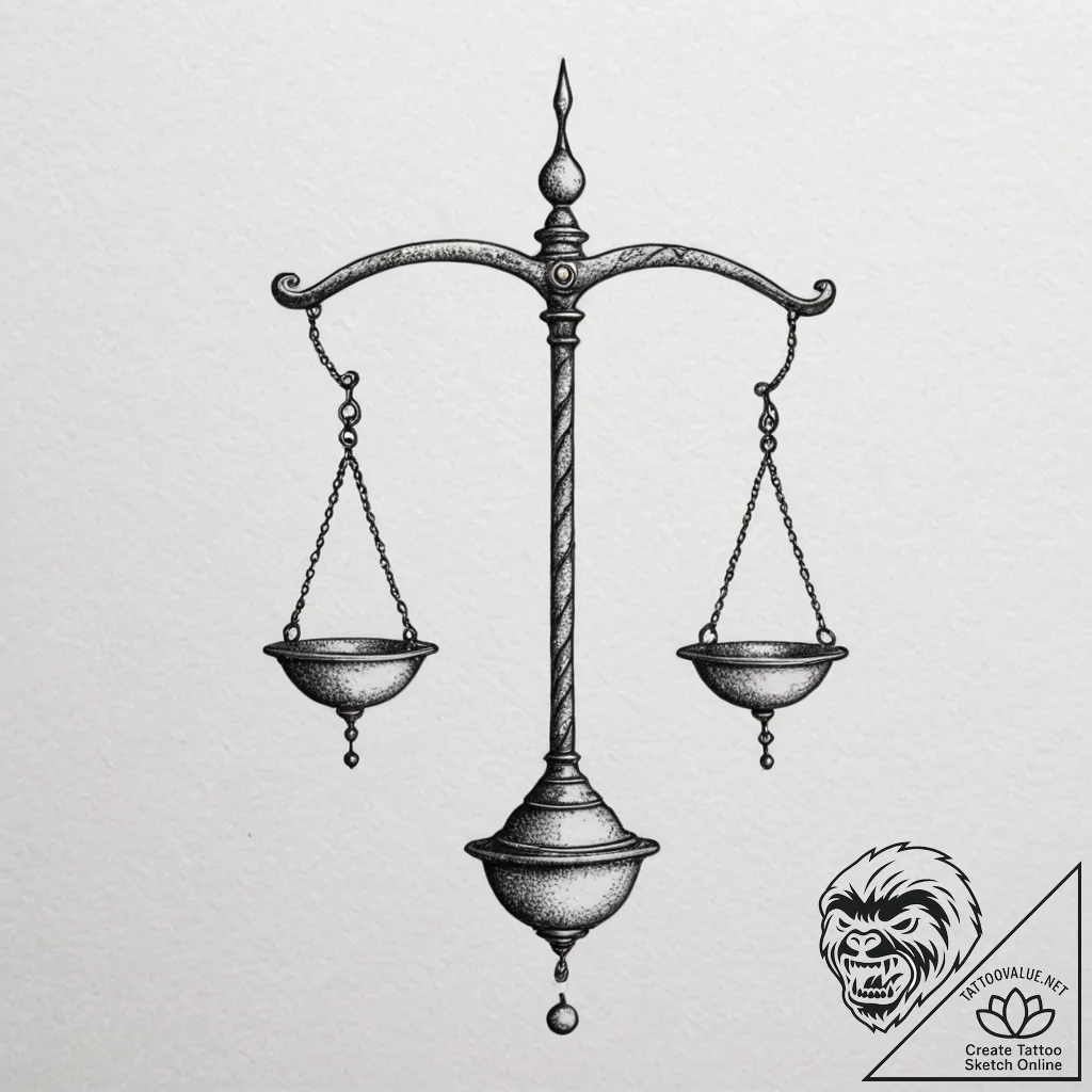 Tattoo sketch libra's scales turning into a f... - tattoo sketch (№1754717691_0, 09.08.2025 05:34) — tattoovalue.net