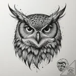 Tattoo design a powerful, unblinking owl’s ey… – tattoo sketch (№1754717888_0, 09.08.2025 05:38) — tattoovalue.net