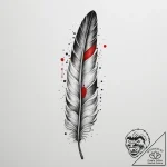 Feather, tattoo line art, trash polka tattoo… – tattoo sketch (№1754719464_0, 09.08.2025 06:04) — tattoovalue.net