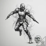 Tattoo design a dynamic image of a soldier or… – tattoo sketch (№1754720447_0, 09.08.2025 06:20) — tattoovalue.net