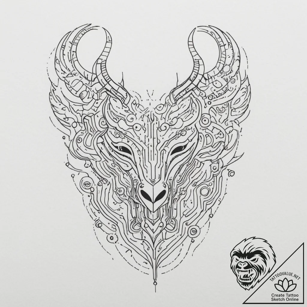 Tattoo design an abstract circuit board formi... - tattoo sketch (№1754723008_0, 09.08.2025 07:03) — tattoovalue.net