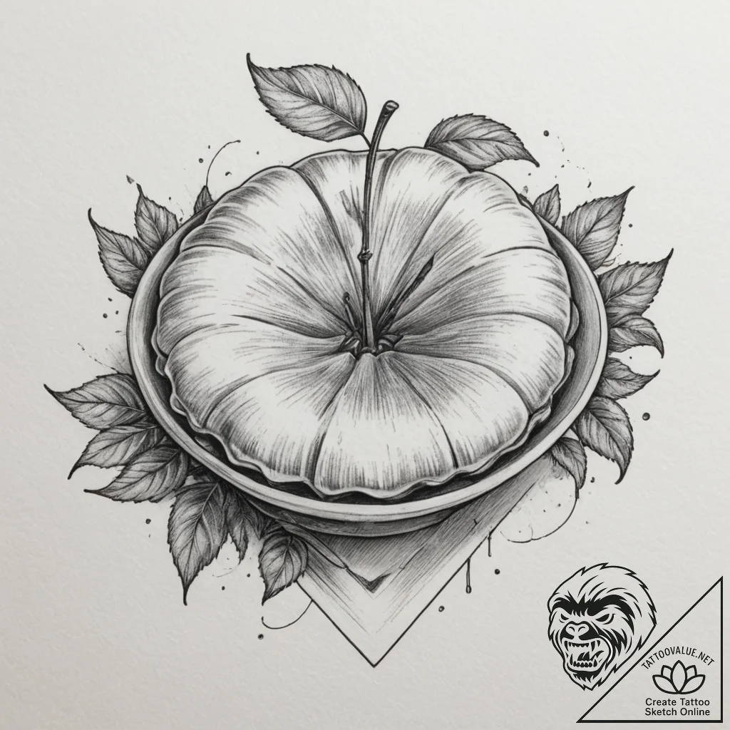 Tattoo sketch 'apple' on one, 'pie' on the ot... - tattoo sketch (№1754724388_0, 09.08.2025 07:26) — tattoovalue.net