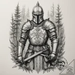 A tattoo sketch of a vityaz (slavic knight) i… – tattoo sketch (№1754724585_0, 09.08.2025 07:29) — tattoovalue.net
