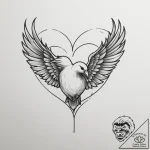 Tattoo sketch a heart transforming into a bir… – tattoo sketch (№1754724782_0, 09.08.2025 07:33) — tattoovalue.net