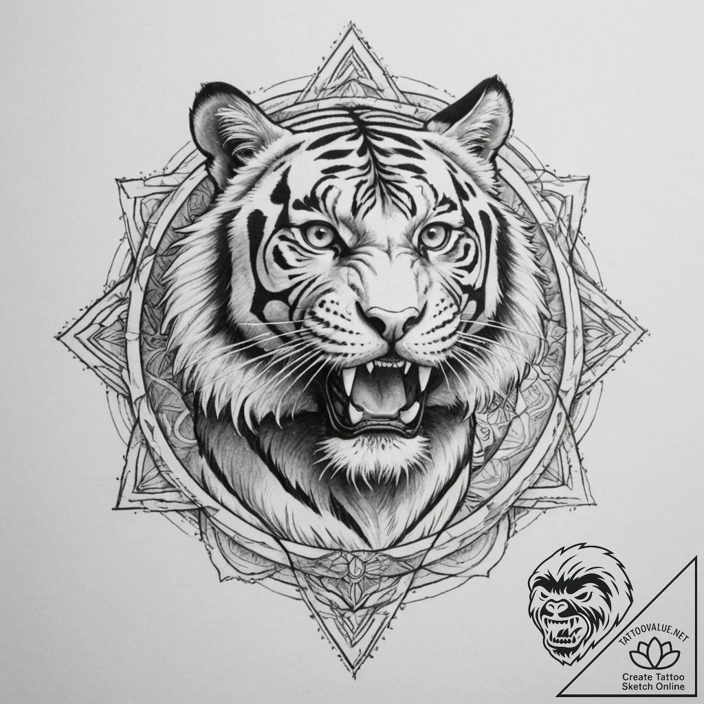 Tattoo design a traditional japanese tiger in... - tattoo sketch (№1754725371_0, 09.08.2025 07:42) — tattoovalue.net