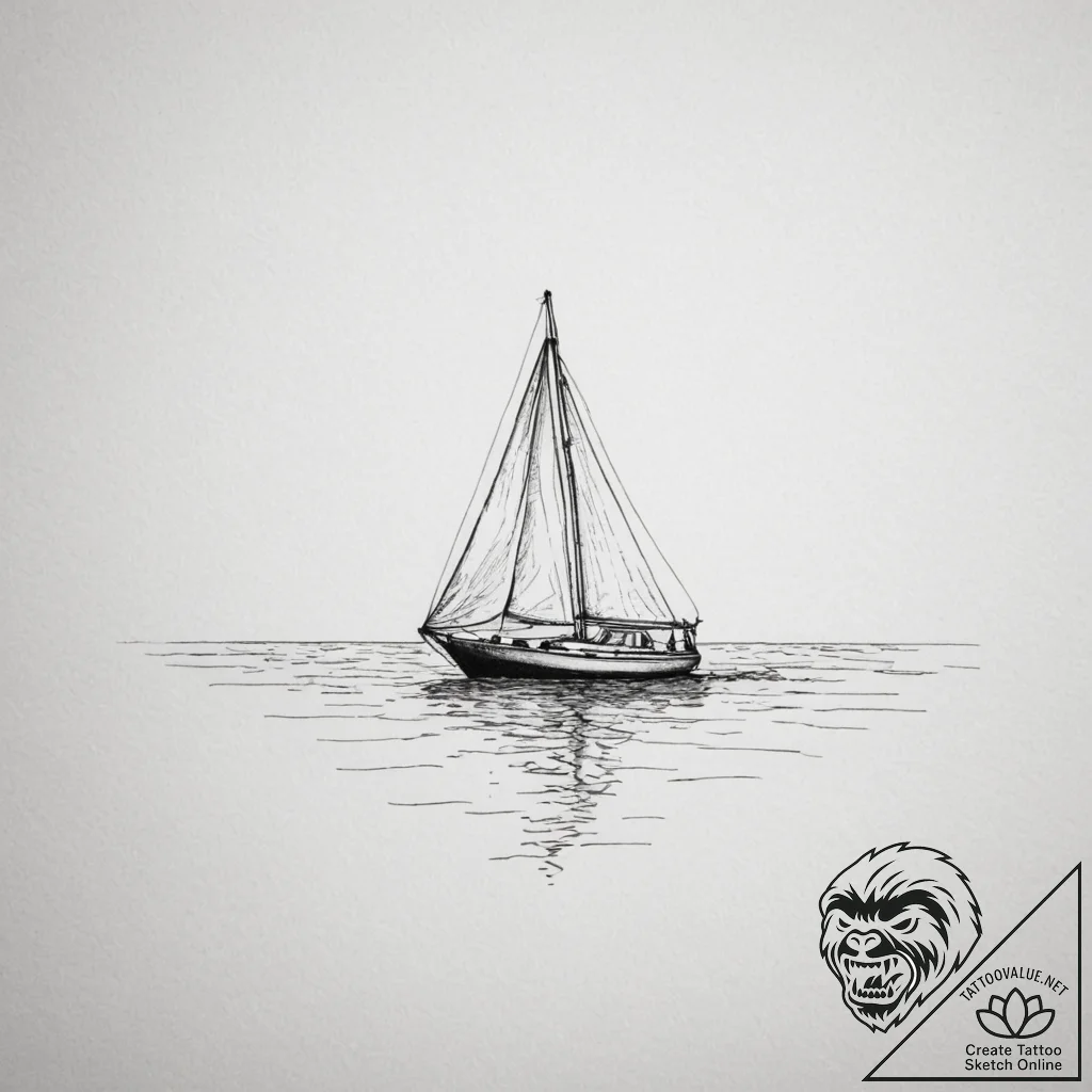 Tattoo sketch a small sailboat on one, the oc... - tattoo sketch (№1754726552_0, 09.08.2025 08:02) — tattoovalue.net