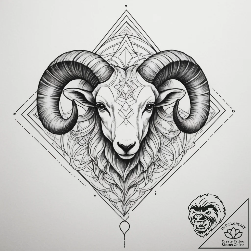 Tattoo sketch an aries ram's head fading into... - tattoo sketch (№1754727143_0, 09.08.2025 08:12) — tattoovalue.net