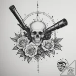 A telescope pointing at the stars, artistic t… – tattoo sketch (№1754727536_0, 09.08.2025 08:18) — tattoovalue.net