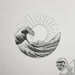 Tattoo design a wave and a sun, representing… – tattoo sketch (№1754728323_0, 09.08.2025 08:32) — tattoovalue.net