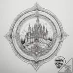 Floating castle, concept art for tattoo, on a… – tattoo sketch (№1754728520_0, 09.08.2025 08:35) — tattoovalue.net