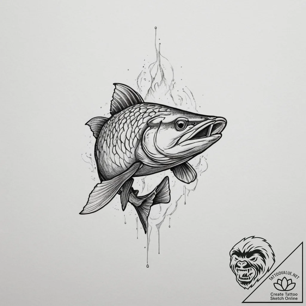 Pike - tattoo sketch (№1754728913_0, 09.08.2025 08:41) — tattoovalue.net