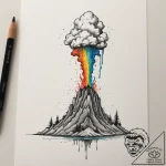 Tattoo sketch a geyser erupting with controll… – tattoo sketch (№1754730293_0, 09.08.2025 09:04) — tattoovalue.net