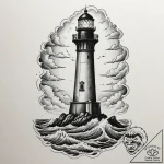 Tattoo sketch a lighthouse standing strong ag… – tattoo sketch (№1754730883_0, 09.08.2025 09:14) — tattoovalue.net