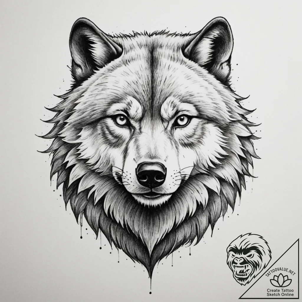 Tattoo sketch: a fierce animal (e.g., wolf or... - tattoo sketch (№1754731279_0, 09.08.2025 09:21) — tattoovalue.net