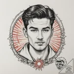 Tattoo sketch: a portrait of dazhbog, his fac… – tattoo sketch (№1754731478_0, 09.08.2025 09:24) — tattoovalue.net