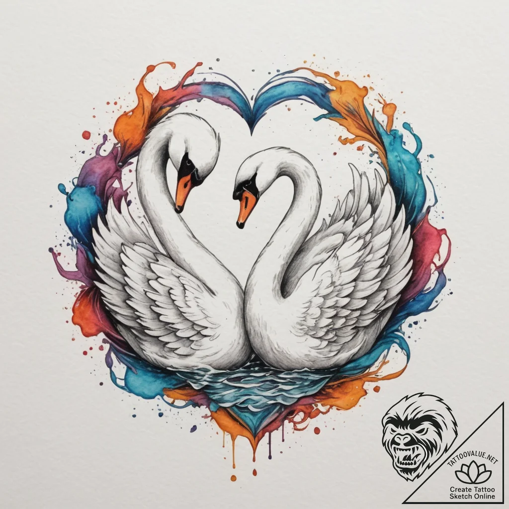 Tattoo sketch two entwined swans, representin... - tattoo sketch (№1754731675_0, 09.08.2025 09:27) — tattoovalue.net