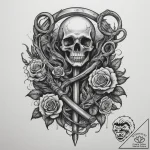 Tattoo sketch: a hand holding a scythe or a s… – tattoo sketch (№1754733256_0, 09.08.2025 09:54) — tattoovalue.net