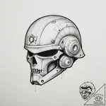 Tattoo sketch a stylized combat helmet subtly… – tattoo sketch (№1754733653_0, 09.08.2025 10:00) — tattoovalue.net