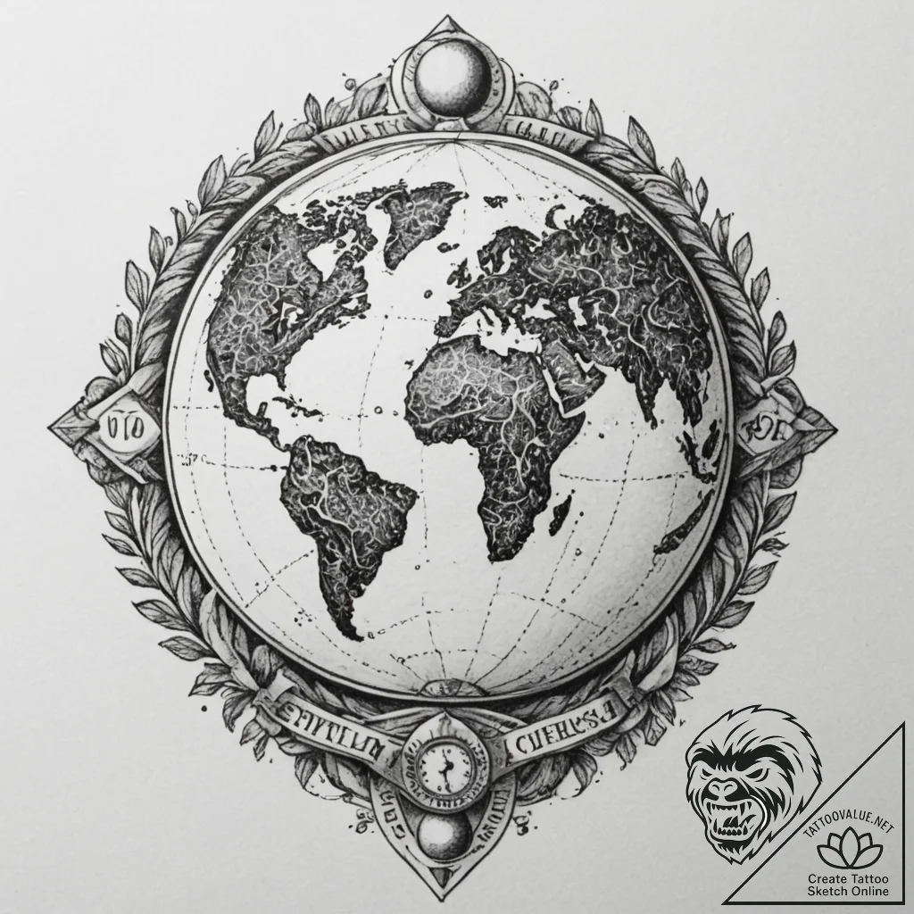 Tattoo design a "world record" badge with a g... - tattoo sketch (№1754734058_0, 09.08.2025 10:07) — tattoovalue.net