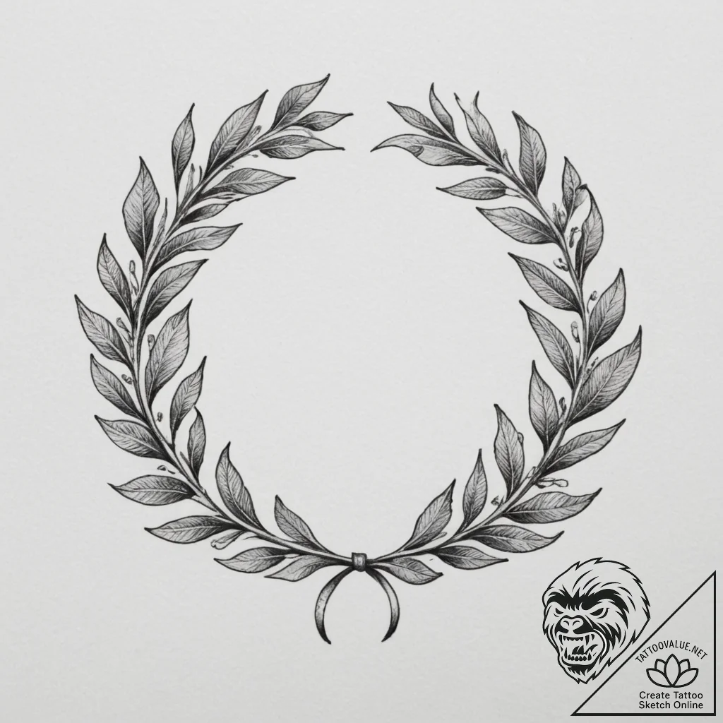 Tattoo sketch a number "100%" with a laurel w... - tattoo sketch (№1754734651_0, 09.08.2025 10:17) — tattoovalue.net