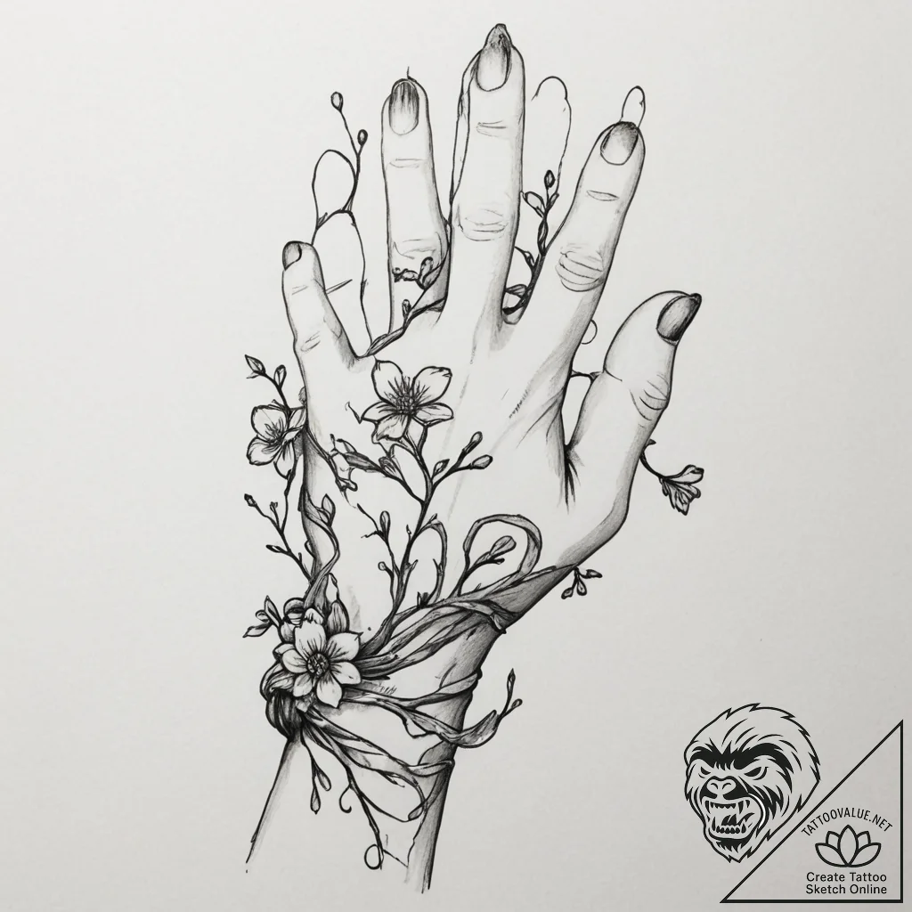 Tattoo sketch a vine wrapping around a human... - tattoo sketch (№1754735053_0, 09.08.2025 10:24) — tattoovalue.net