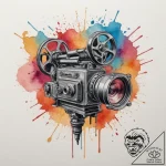 A shot from behind a movie projector in an ol… – tattoo sketch (№1754736248_0, 09.08.2025 10:44) — tattoovalue.net