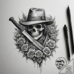 A hunter from bloodborne with saw cleaver, ta… – tattoo sketch (№1754736852_0, 09.08.2025 10:54) — tattoovalue.net