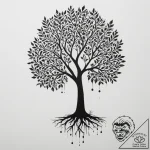 Tattoo design a tree silhouette whose leaves… – tattoo sketch (№1754737052_0, 09.08.2025 10:57) — tattoovalue.net