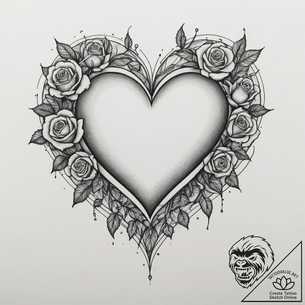 Tattoo sketch a heart made of a single contin... - tattoo sketch (№1754737251_0, 09.08.2025 11:00) — tattoovalue.net