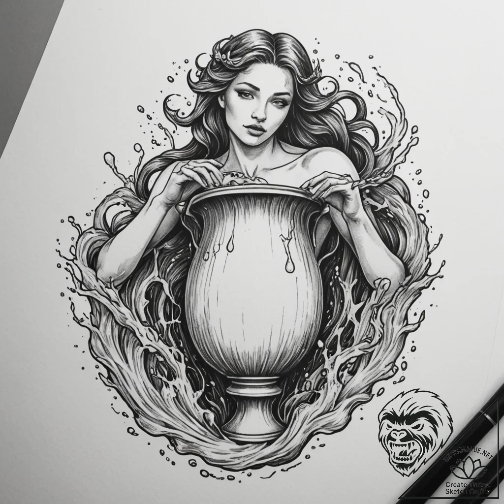 Tattoo sketch a realistic aquarius water-bear... - tattoo sketch (№1754737845_0, 09.08.2025 11:10) — tattoovalue.net