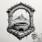 Tattoo design a sturdy, ancient stone well. – tattoo sketch (№1754738452_0, 09.08.2025 11:20) — tattoovalue.net