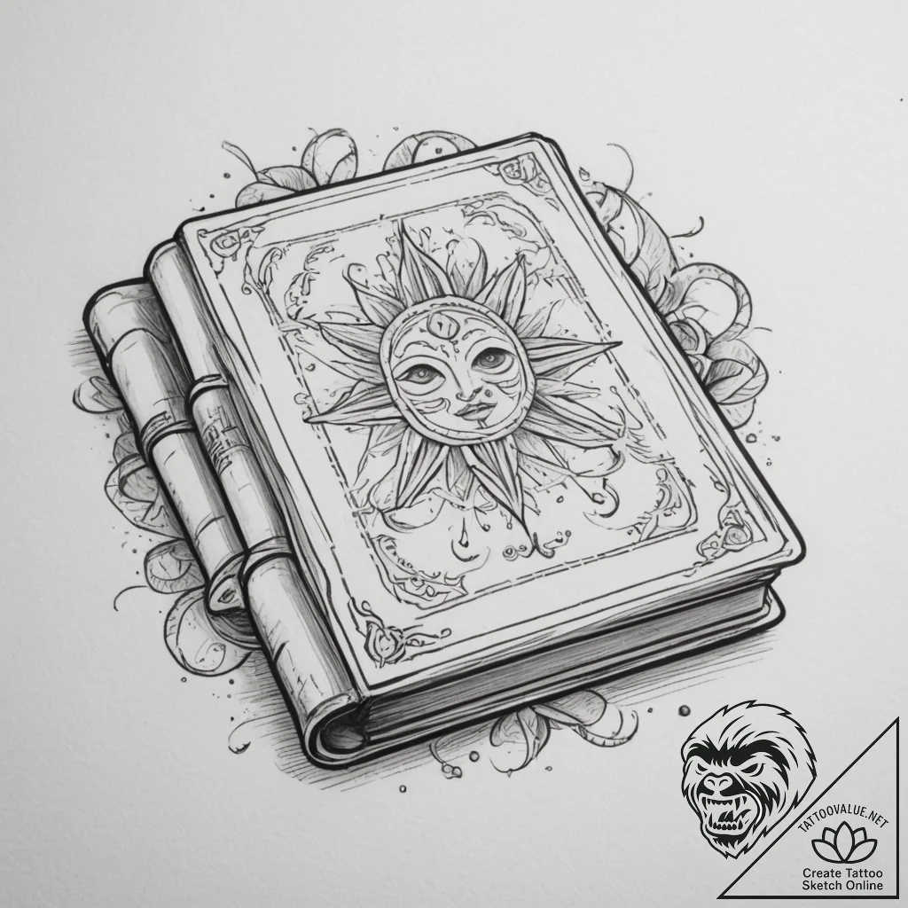 Tattoo design a heavy, ancient book, symboliz... - tattoo sketch (№1754739257_0, 09.08.2025 11:34) — tattoovalue.net