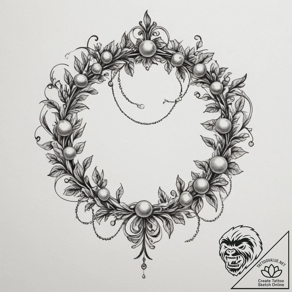 Tattoo design a delicate string of pearls int... - tattoo sketch (№1754739859_0, 09.08.2025 11:44) — tattoovalue.net