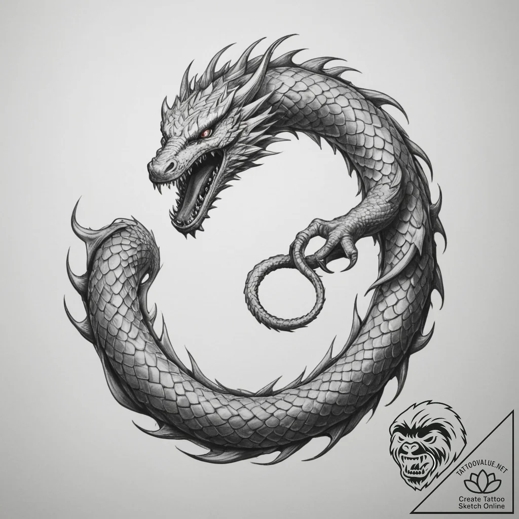 Jörmungandr biting its own tail (is there as... - tattoo sketch (№1754740066_0, 09.08.2025 11:47) — tattoovalue.net