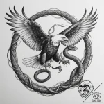 An eagle fighting a snake – tattoo sketch (№1754740266_0, 09.08.2025 11:51) — tattoovalue.net
