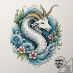 Tattoo design a capricorn goat-fish, half ear… – tattoo sketch (№1754742276_0, 09.08.2025 12:24) — tattoovalue.net