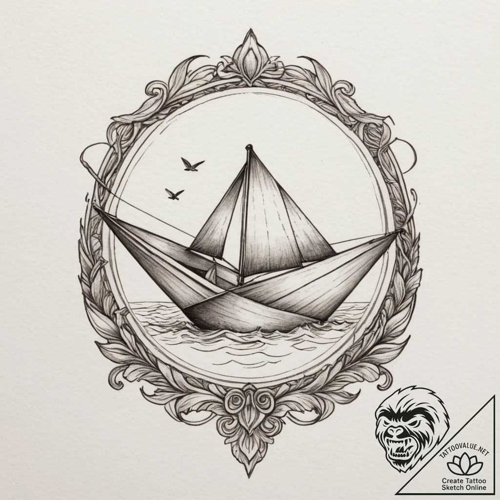 Tattoo sketch a tiny, whimsical paper boat or... - tattoo sketch (№1754742877_0, 09.08.2025 12:34) — tattoovalue.net