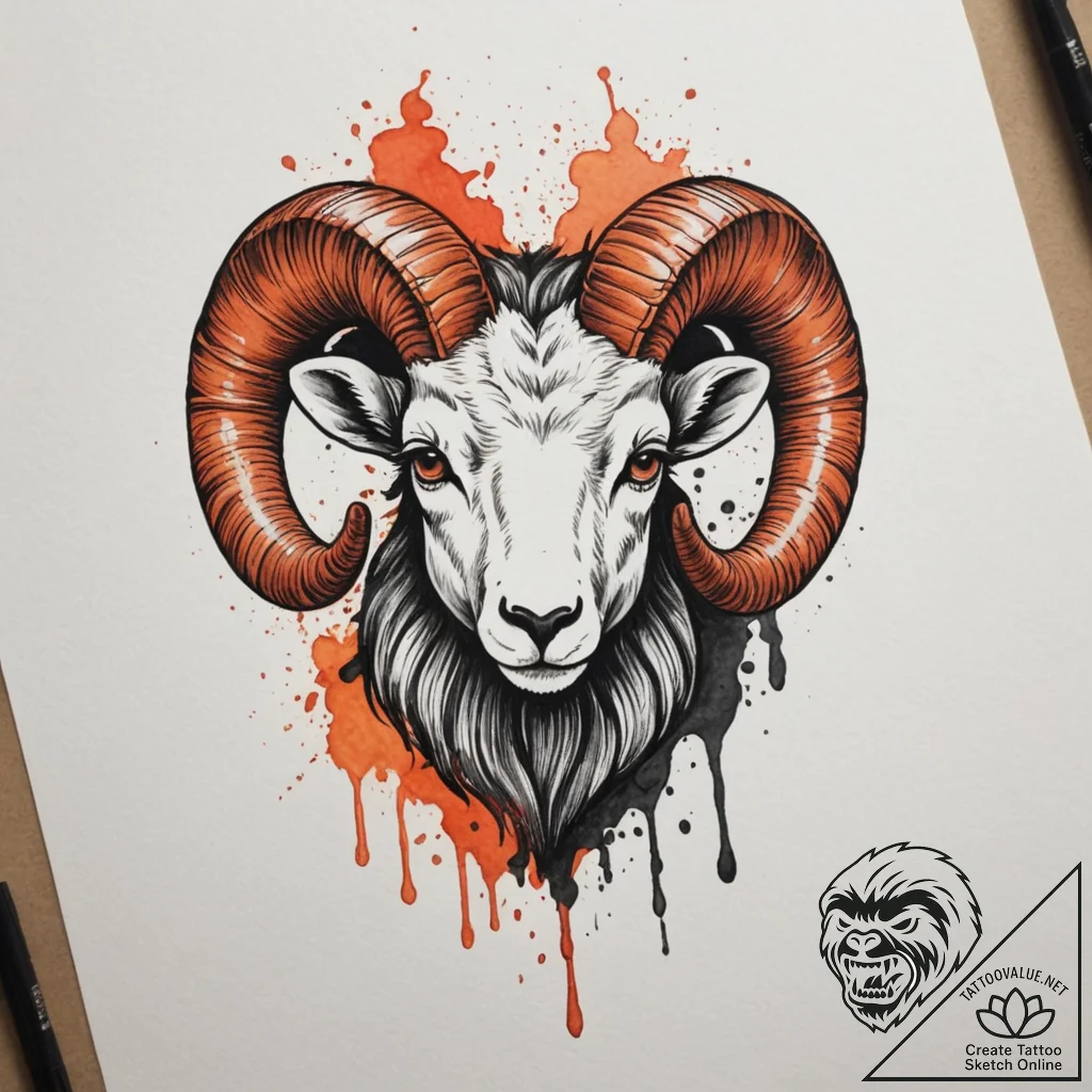 Tattoo sketch an aries ram's head, dissolving... - tattoo sketch (№1754743081_0, 09.08.2025 12:38) — tattoovalue.net