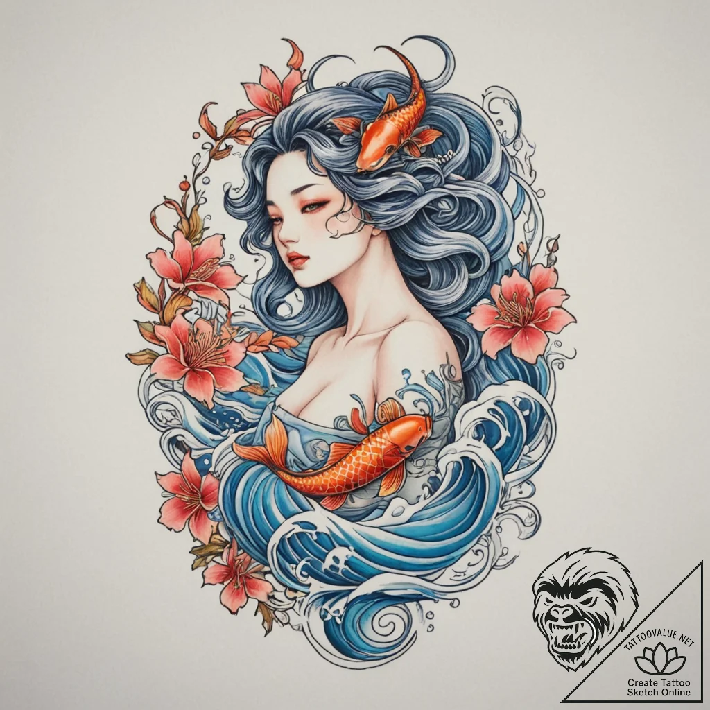 Art nouveau aphrodite, artistic tattoo sketch... - tattoo sketch (№1754744083_0, 09.08.2025 12:54) — tattoovalue.net
