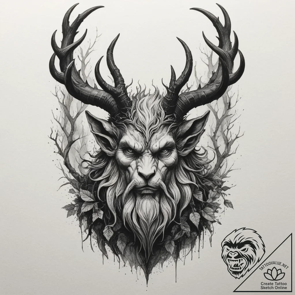 A dark, mysterious tattoo sketch of veles, th... - tattoo sketch (№1754745690_0, 09.08.2025 13:21) — tattoovalue.net