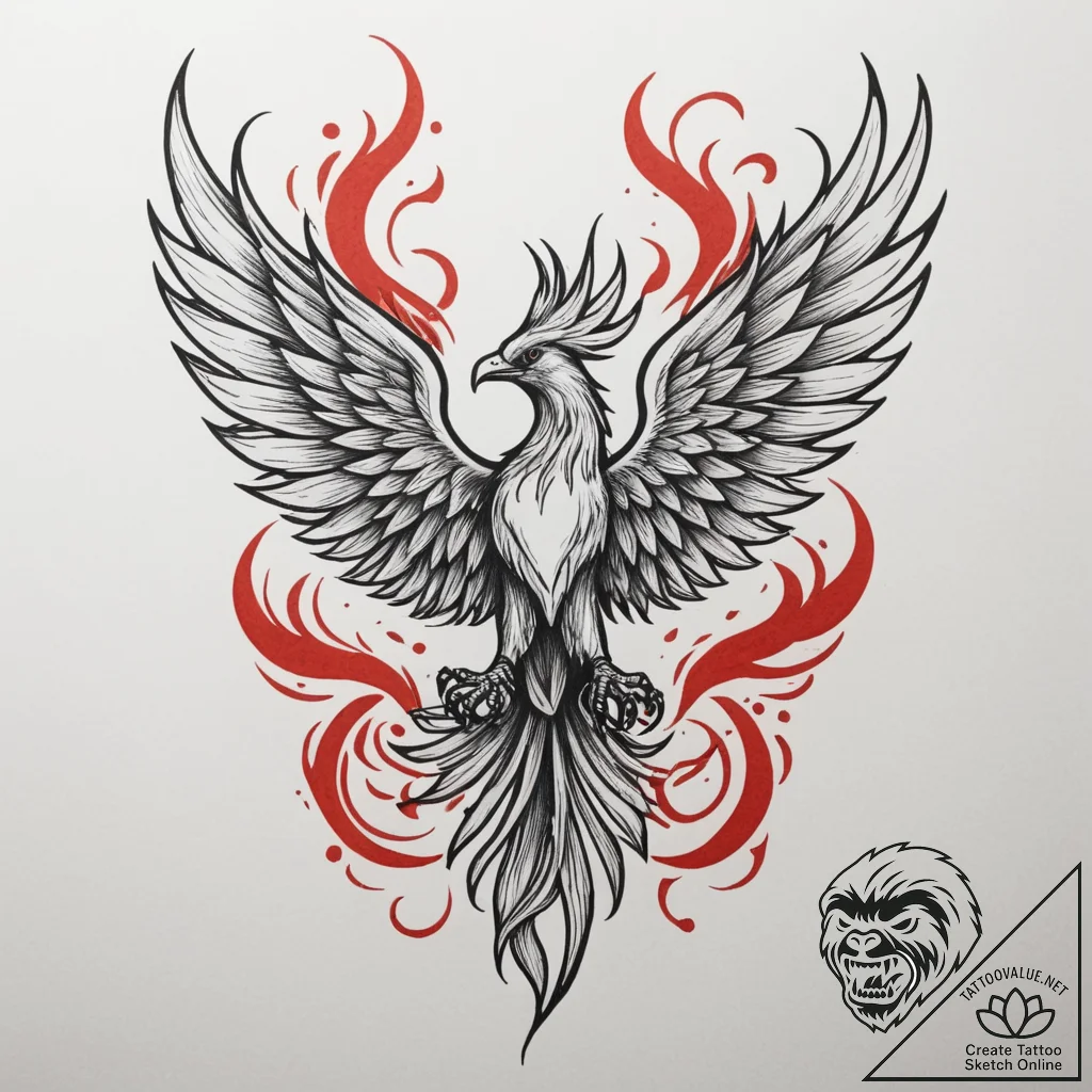Tattoo design 'respawn' with a subtle phoenix... - tattoo sketch (№1754745889_0, 09.08.2025 13:24) — tattoovalue.net