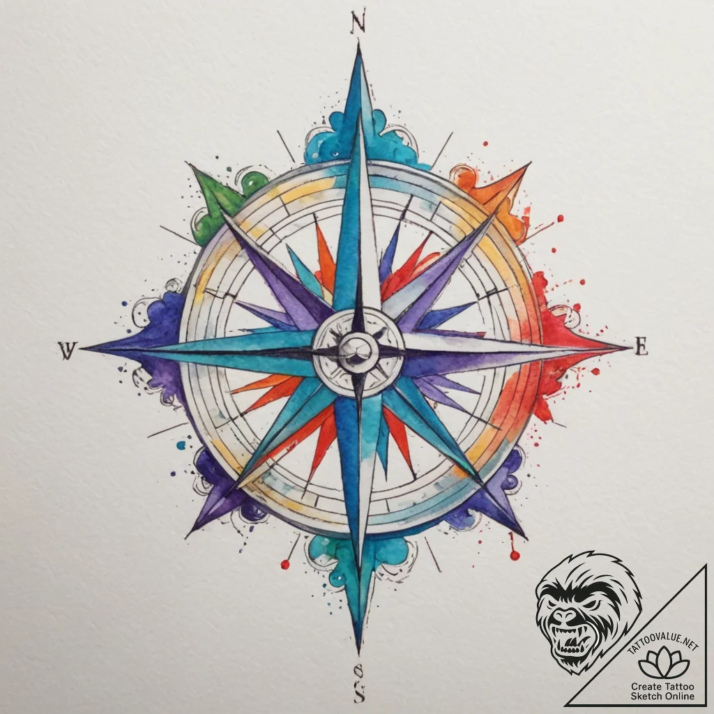 Tattoo sketch a classic 'compass rose' for gu... - tattoo sketch (№1754746086_0, 09.08.2025 13:28) — tattoovalue.net