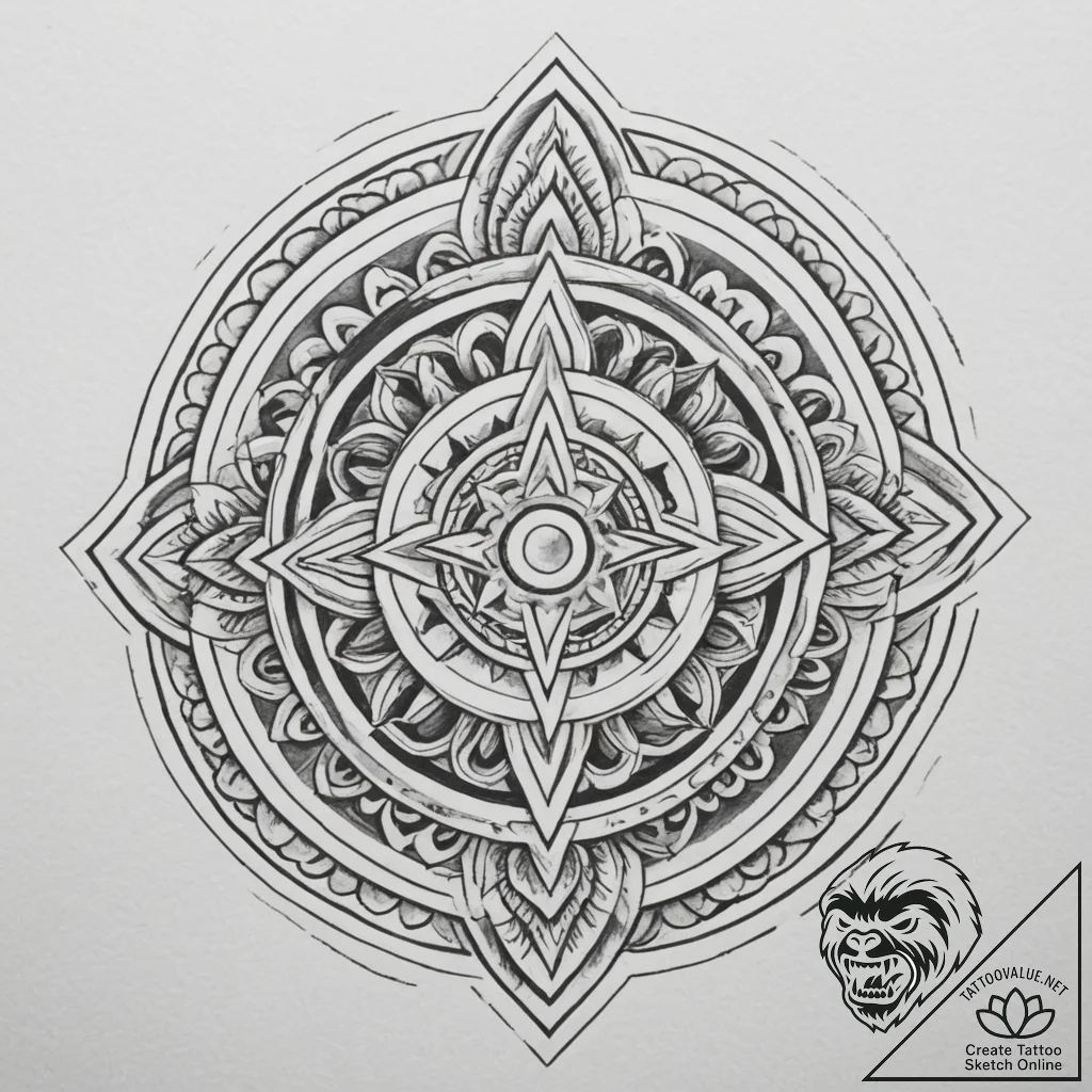 Tattoo sketch a labyrinth where the center is... - tattoo sketch (№1754746482_0, 09.08.2025 13:34) — tattoovalue.net