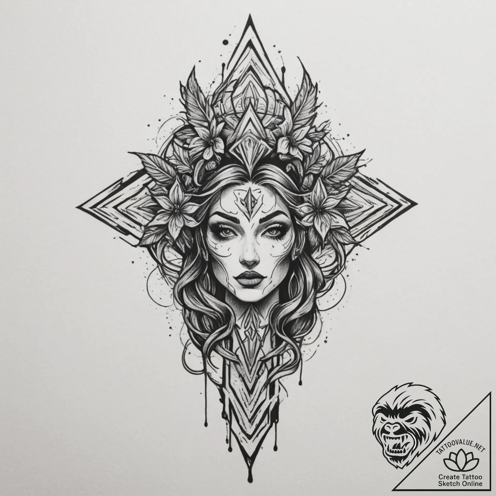 Tattoo sketch 'headshot' in a stylized, impac... - tattoo sketch (№1754747075_0, 09.08.2025 13:44) — tattoovalue.net