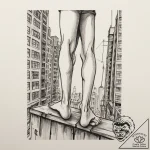 A person’s feet dangling over the edge of a s… – tattoo sketch (№1754747272_0, 09.08.2025 13:47) — tattoovalue.net