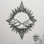 Tattoo sketch a simple ‘sun’ on one, a ‘cloud… – tattoo sketch (№1754747666_0, 09.08.2025 13:54) — tattoovalue.net
